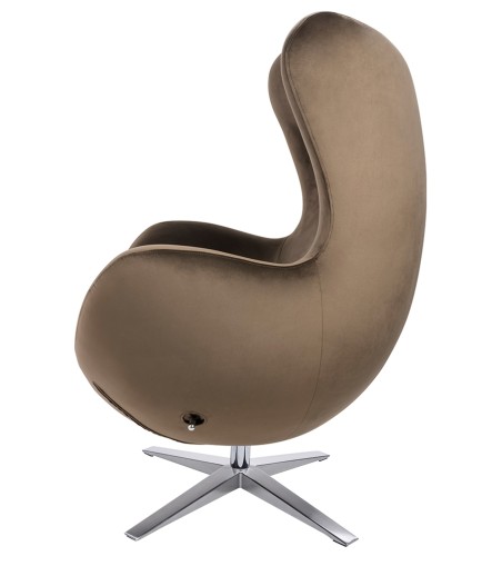 Fotel EGG SZEROKI VELVET ciemny brąz.81  - welur, podstawa stal