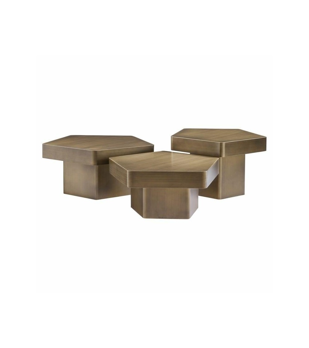 RICHMOND zestaw stolików kawowych HEXA    szczotkowane złoto