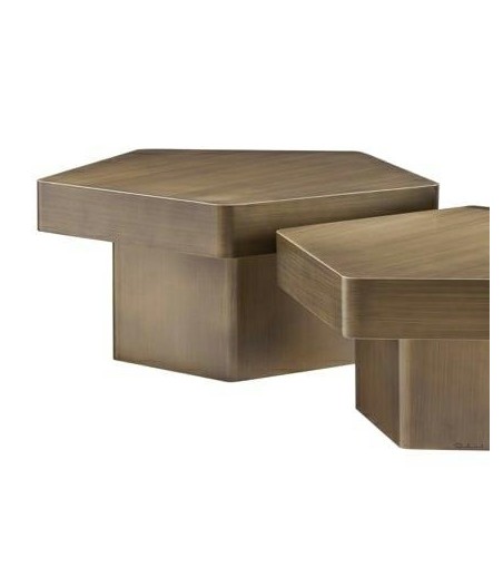 RICHMOND zestaw stolików kawowych HEXA    szczotkowane złoto