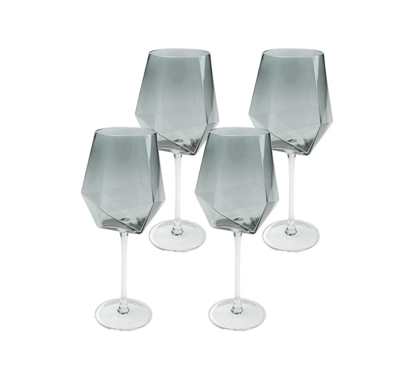 KARE komplet 4 kieliszków do wina         DIAMOND SMOKE 660 ml
