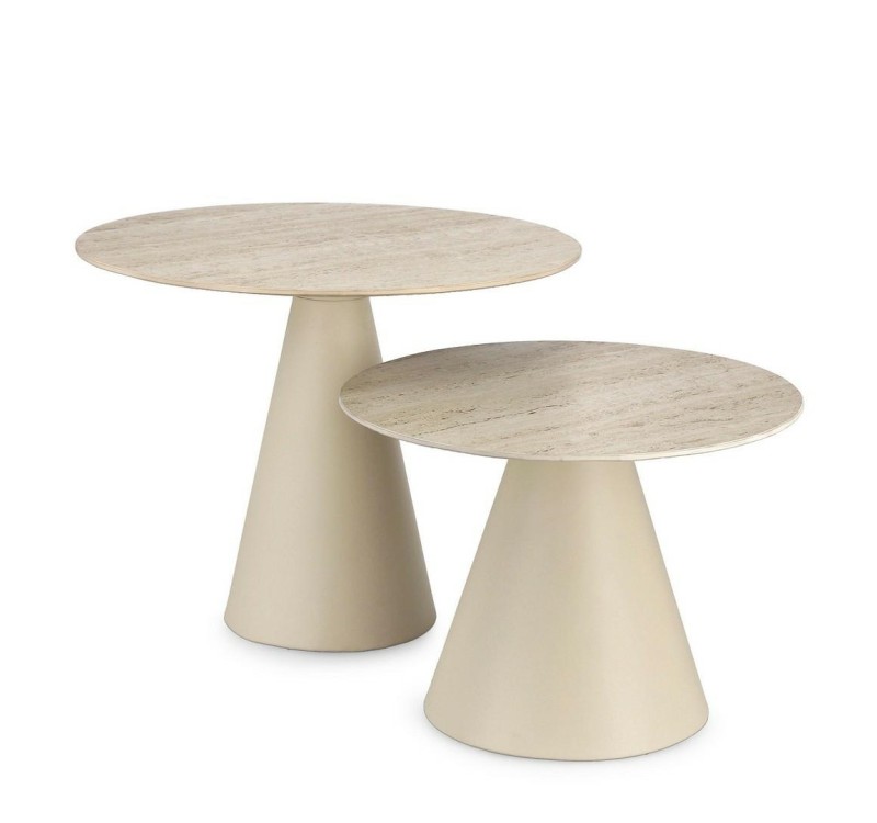 BIZZOTTO zestaw stolików kawowych HARDY   beżowy