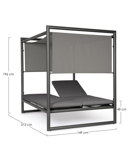 BIZZOTTO łóżko ogrodowe KONNOR szare