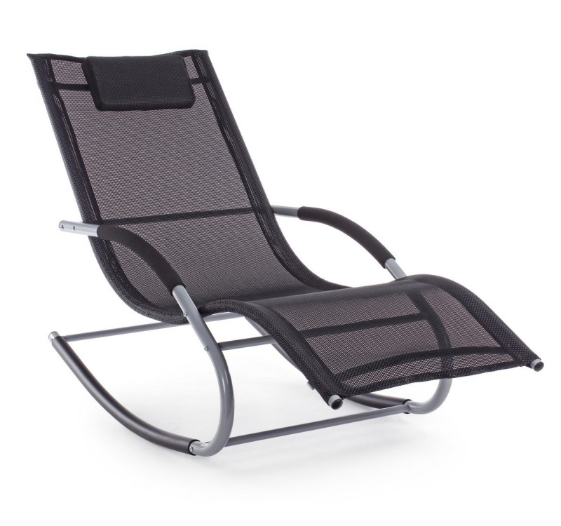 BIZZOTTO leżak bujany ogrodowy ROGER      czarny