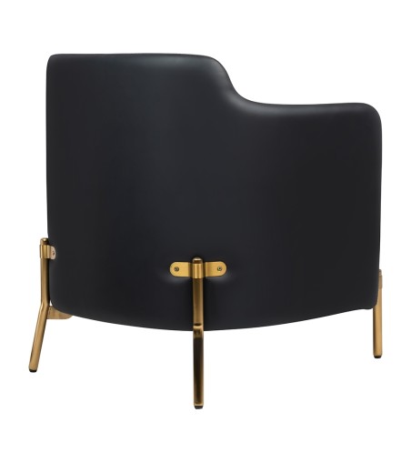 Fotel VENICE tkanina pepitka biało - czarna ekoskóra czarna - złota podstawa