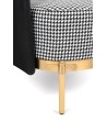 Fotel VENICE tkanina pepitka biało - czarna ekoskóra czarna - złota podstawa