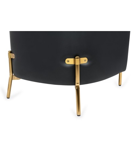 Fotel VENICE tkanina pepitka biało - czarna ekoskóra czarna - złota podstawa