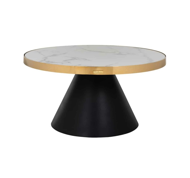 RICHMOND stolik kawowy ODIN 80 cm złoty - konglomerat, stal nierdzewna