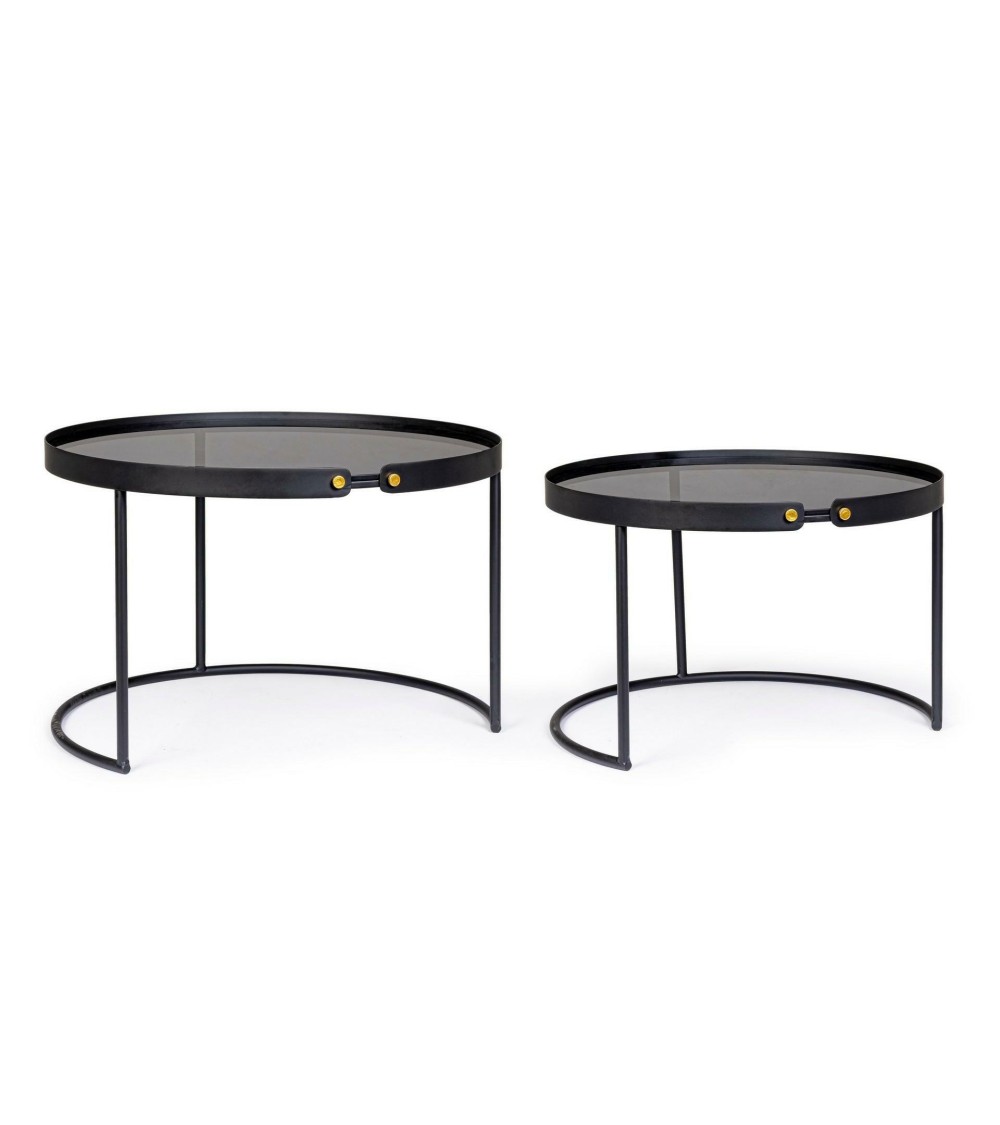 BIZZOTTO zestaw stolików kawowych ZEINA   ROUND czarny