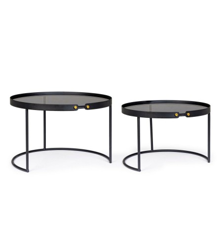 BIZZOTTO zestaw stolików kawowych ZEINA   ROUND czarny