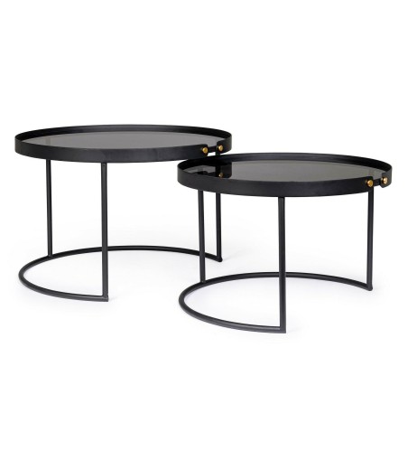 BIZZOTTO zestaw stolików kawowych ZEINA   ROUND czarny