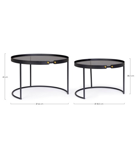 BIZZOTTO zestaw stolików kawowych ZEINA   ROUND czarny