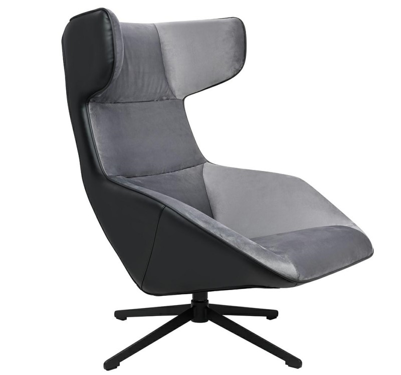 Fotel obrotowy VITA VELVET ciemny szary welur,  ekoskóra czarna