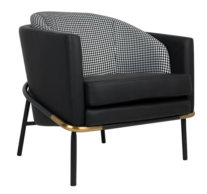 Fotel GUBI czarny PU / pepitka