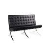Sofa dwuosobowa BARCELON czarna - włoska skóra naturalna, stal