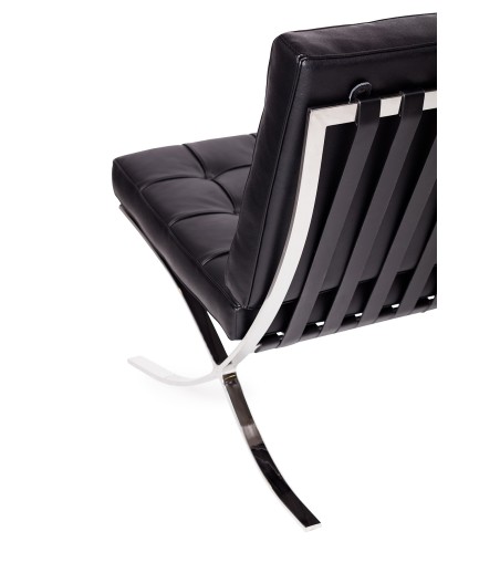 Sofa dwuosobowa BARCELON czarna - włoska skóra naturalna, stal