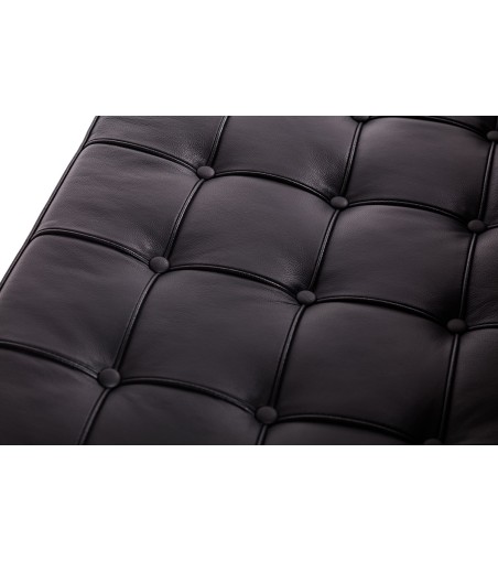 Sofa dwuosobowa BARCELON czarna - włoska skóra naturalna, stal