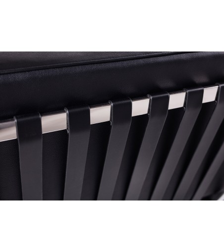 Sofa dwuosobowa BARCELON czarna - włoska skóra naturalna, stal