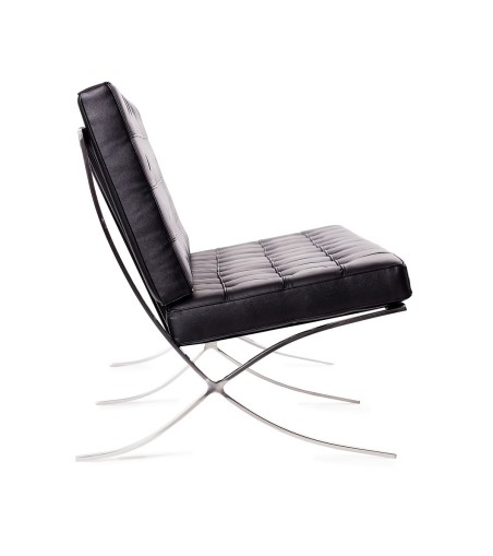 Sofa dwuosobowa BARCELON czarna - włoska skóra naturalna, stal