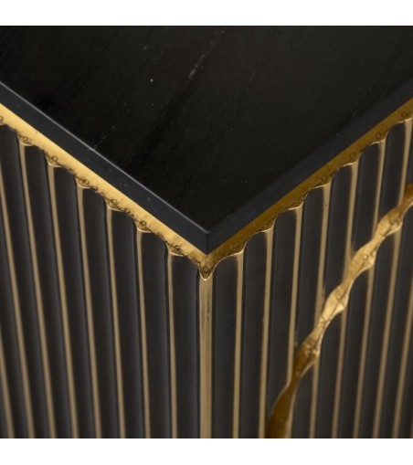 RICHMOND szafka nocna LES ARCS -          szczotkowane złoto, mosiądz, marmur, MDF