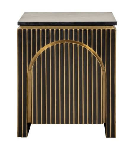 RICHMOND szafka nocna LES ARCS -          szczotkowane złoto, mosiądz, marmur, MDF