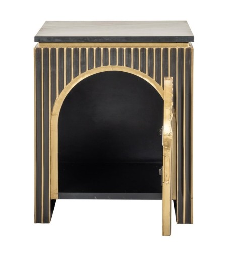 RICHMOND szafka nocna LES ARCS -          szczotkowane złoto, mosiądz, marmur, MDF