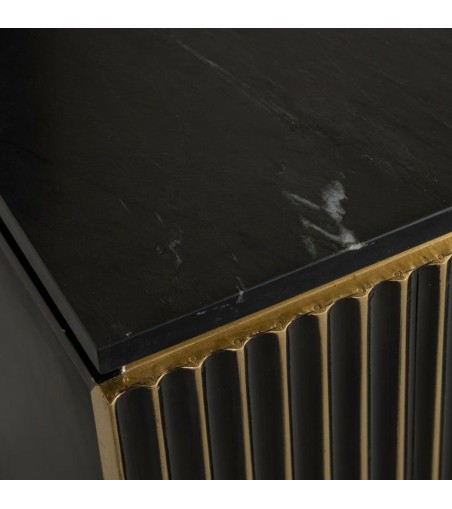 RICHMOND szafka nocna LES ARCS -          szczotkowane złoto, mosiądz, marmur, MDF