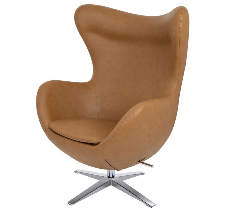 Fotel EGG SZEROKI PU brązowy