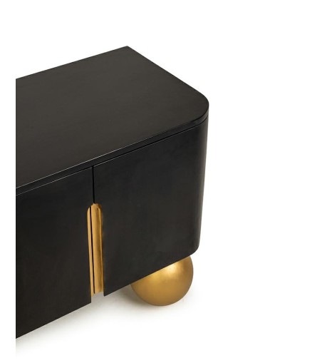 MaMaison szafka RTV ORGANIC czarna /      złota / drewno