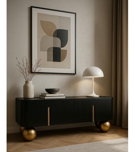 MaMaison szafka RTV ORGANIC czarna /      złota / drewno