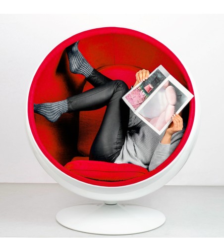 Fotel BALL biało-czerwony - włókno szklane