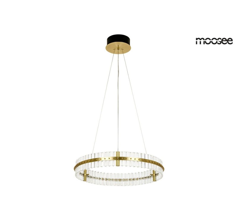 MOOSEE lampa wisząca SATURNUS 70 złota - LED, kryształ, stal szczotkowana