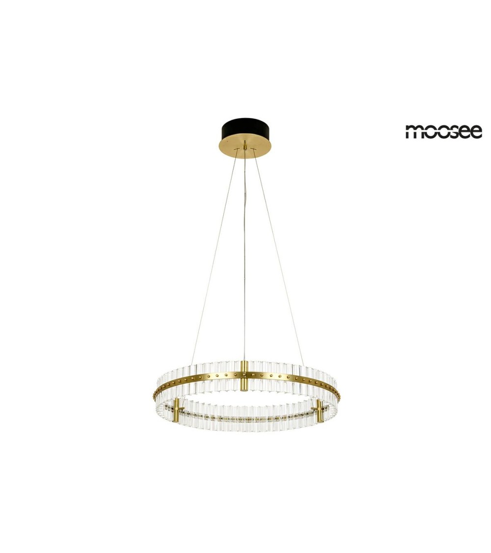 MOOSEE lampa wisząca SATURNUS 70 złota - LED, kryształ, stal szczotkowana