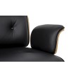 Fotel biurowy LOUNGE BUSINESS czarny z podnóżkiem - sklejka orzech, skóra naturalna, stal polerowana