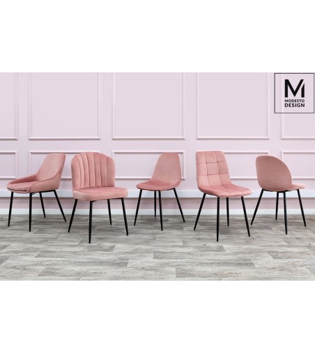 MODESTO krzesło CARLO pudrowy róż - welur, metal