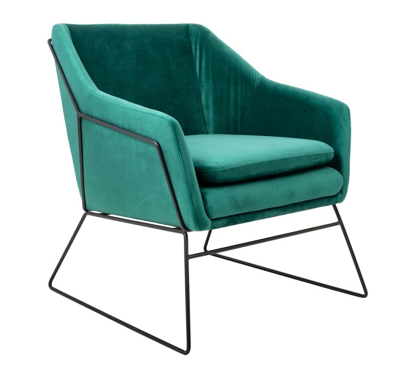 Fotel EMMA VELVET ciemny zielony welur - podstawa czarna