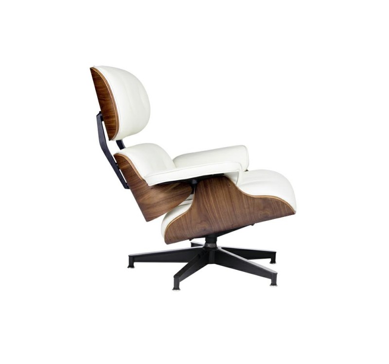 Fotel LOUNGE HM PREMIUM SZEROKI biały - orzech