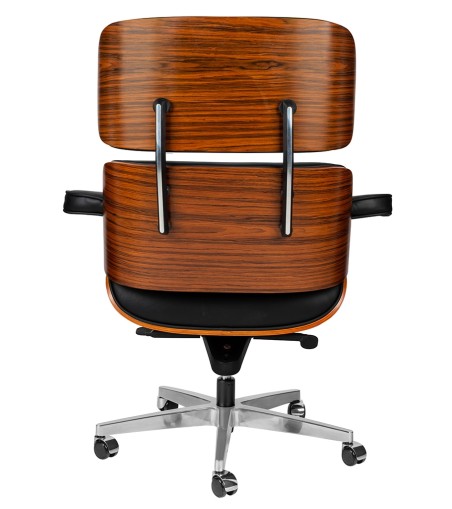 Fotel biurowy LOUNGE GUBERNATOR czarny - sklejka różana, skóra naturalna, stal polerowana