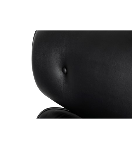 Fotel biurowy LOUNGE GUBERNATOR czarny - sklejka różana, skóra naturalna, stal polerowana