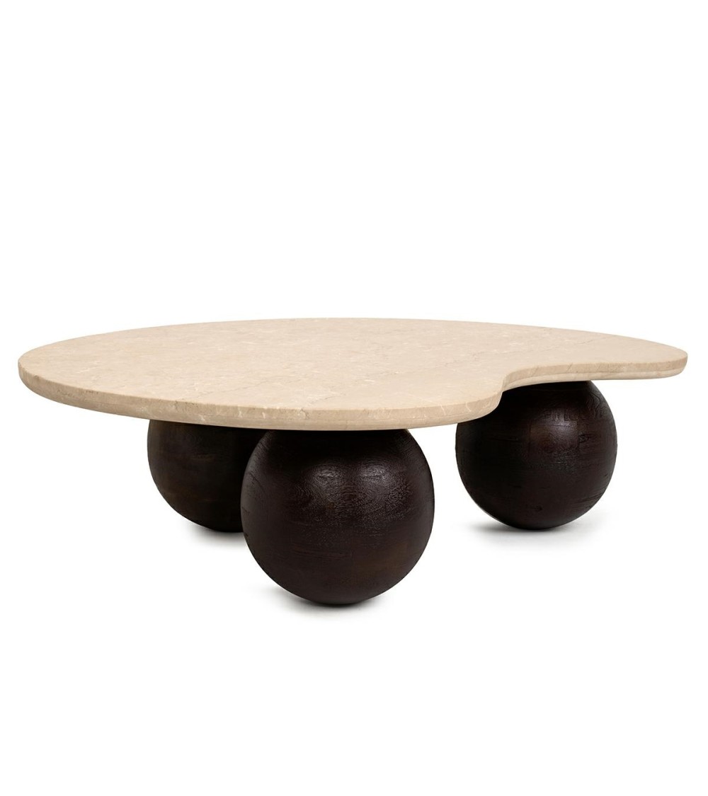 MaMaison stolik kawowy ORGANIC trawertyn  / drewno