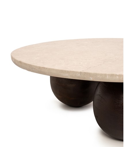 MaMaison stolik kawowy ORGANIC trawertyn  / drewno