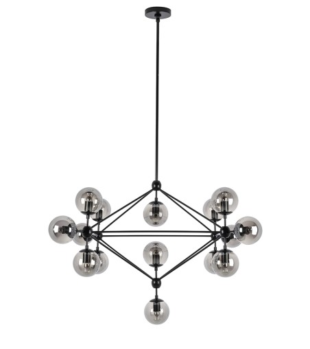 Lampa wisząca PLANETARIO 15 czarna - klosze dymione