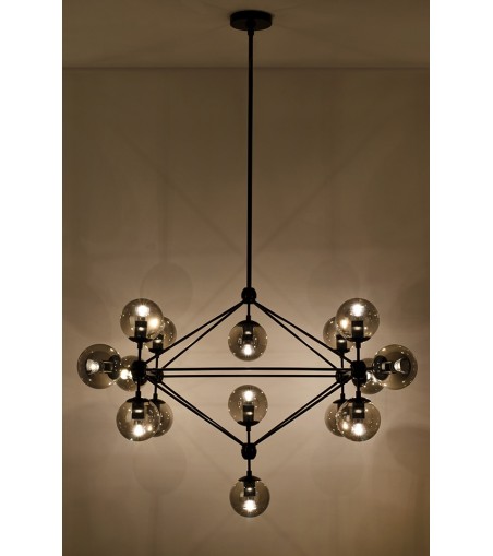 Lampa wisząca PLANETARIO 15 czarna - klosze dymione