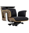 Fotel biurowy LOUNGE BUSINESS czarny - sklejka orzech, skóra naturalna, stal polerowana