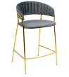 Krzesło barowe MARGO 65 ciemny szary - welur, podstawa złota