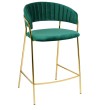 Krzesło barowe MARGO 65 ciemny zielony - welur, podstawa złota