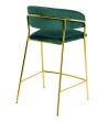 Krzesło barowe MARGO 65 ciemny zielony - welur, podstawa złota