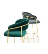 Krzesło barowe MARGO 65 ciemny zielony - welur, podstawa złota