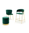 Krzesło barowe MARGO 65 ciemny zielony - welur, podstawa złota