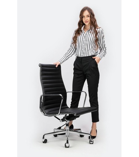 Fotel biurowy AERON PRESTIGE PLUS czarny - skóra naturalna, aluminium