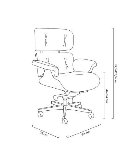 Fotel biurowy LOUNGE GUBERNATOR BIG XL czarny - sklejka orzech, skóra naturalna, stal polerowana